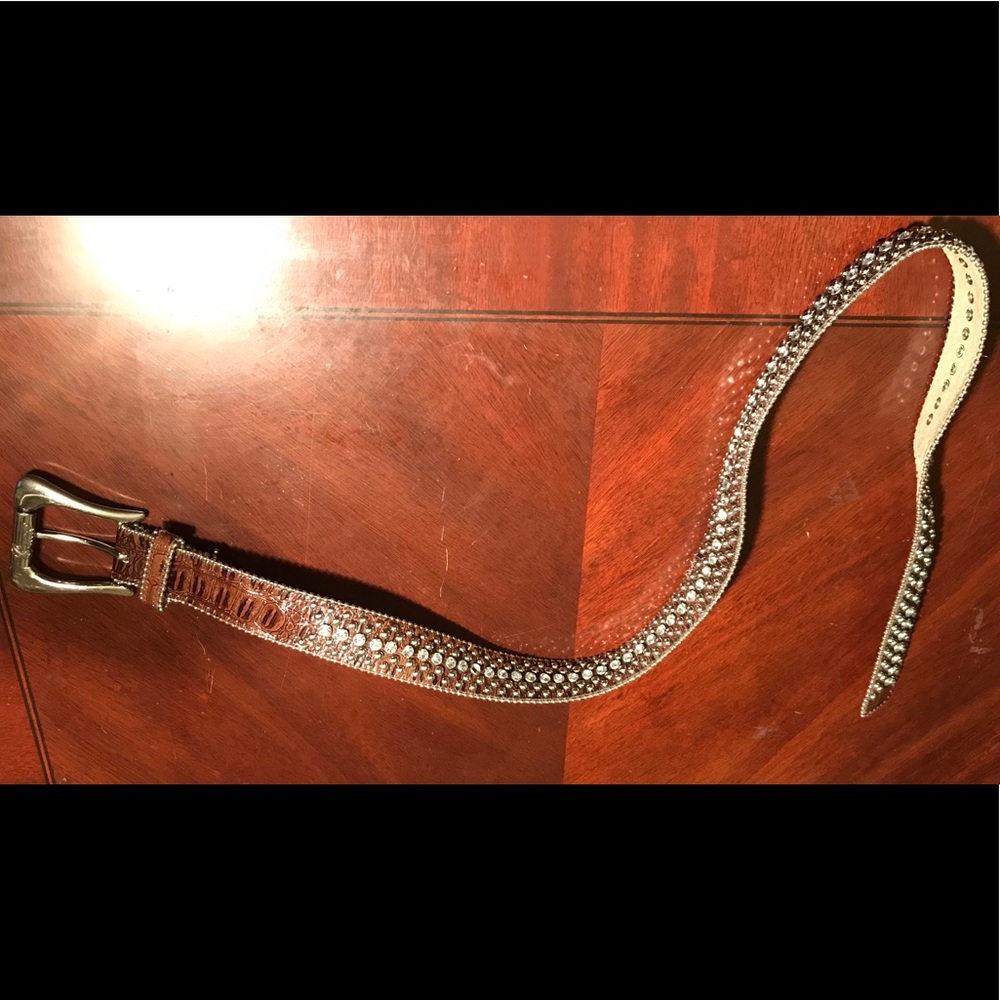 Guess Brown Embellished Sequin Western Belt